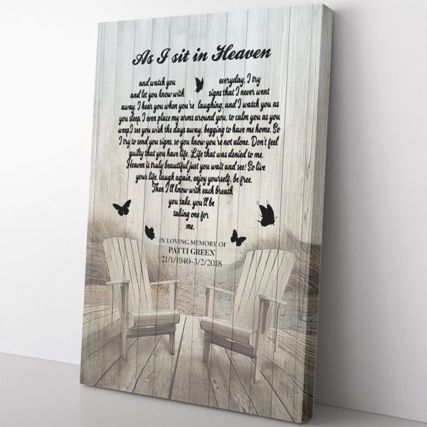 As I Sit In Heaven Personalized Wall Art, Memorial Heart Gift Ideas Framed Prints, Canvas Paintings - Image 3