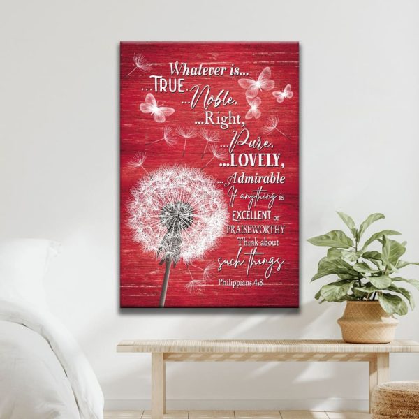 Whatever Is True Whatever Is Noble Dandelion Christian Canvas Gallery Painting Wrapped Canvas - Image 4