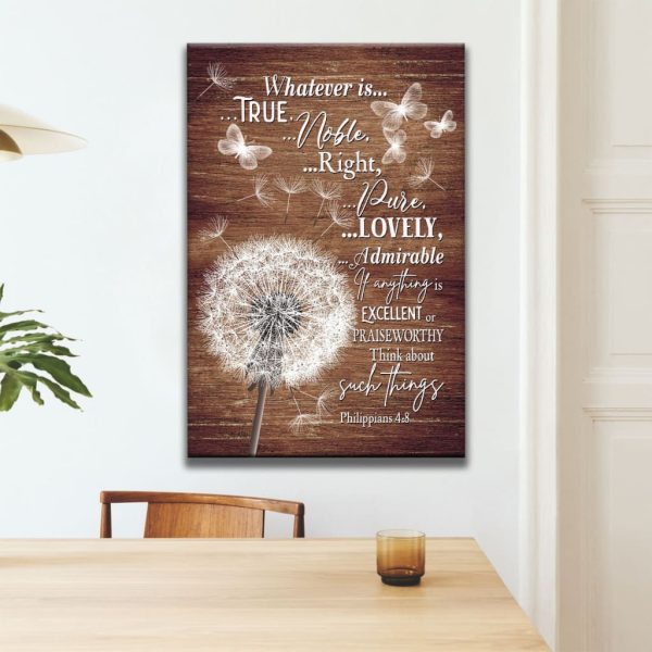 Whatever Is True Whatever Is Noble Dandelion Christian Canvas Gallery Painting Wrapped Canvas - Image 2