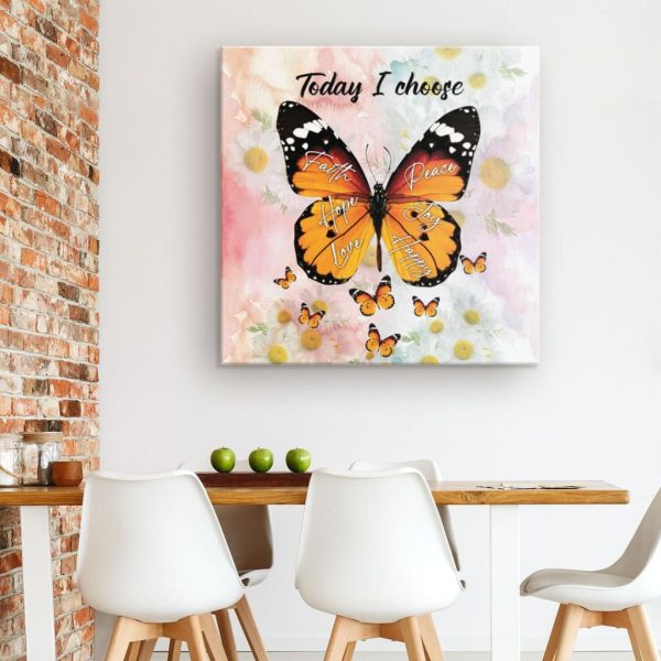 I Choose Faith Hope Love Peace Joy Happy Canvas, Christian Wall Decor Square Canvas Frames - Image 2