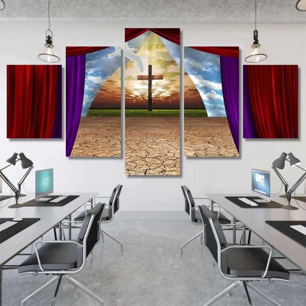 Beyond Curtains Desert Land Light Jesus Christian Premium Multi Canvas Prints, Multi Piece Panel Canvas Luxury Gallery Wall Fine Art Print - Image 7