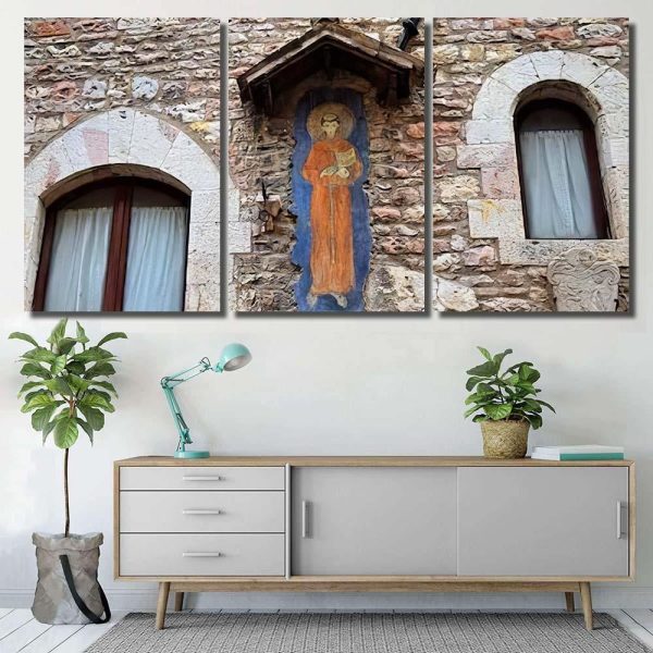 Jesus Painting On Wall Assisi Jesus Christian Premium Multi Canvas Prints, Multi Piece Panel Canvas Luxury Gallery Wall Fine Art Print - Image 5