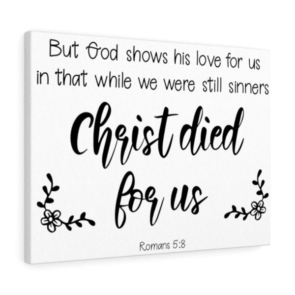 Scripture Canvas Christ Died For Us Romans 5:8 Christian Bible Verse Meaningful Framed Prints, Canvas Paintings - Image 4