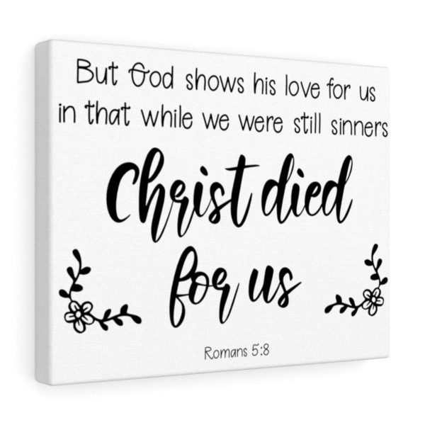 Scripture Canvas Christ Died For Us Romans 5:8 Christian Bible Verse Meaningful Framed Prints, Canvas Paintings - Image 2