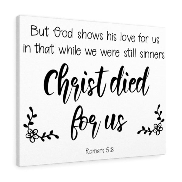 Scripture Canvas Christ Died For Us Romans 5:8 Christian Bible Verse Meaningful Framed Prints, Canvas Paintings