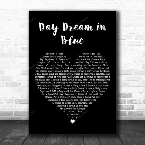 I Monster Daydream in Blue Black Heart Decorative Art Gift Song Lyric Print - Canvas Print Wall Art Home Decor