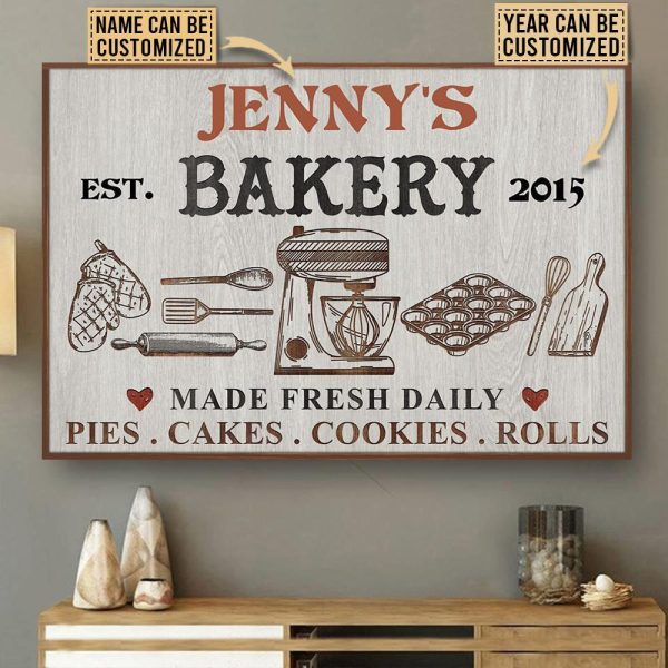 Personalized Canvas Painting Frames Baking Bakery Made Fresh Daily Cookies Rolls Framed Prints, Canvas Paintings