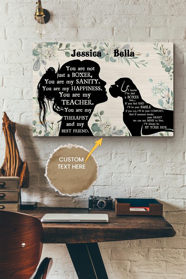 Boxer Girl Therapist Best Friend Personalized Canvas Animal Gift For Dog Lover Dog Foster Puppy Fan Canvas Gallery Painting Wrapped Canvas Framed Gift Idea Framed Prints, Canvas Paintings