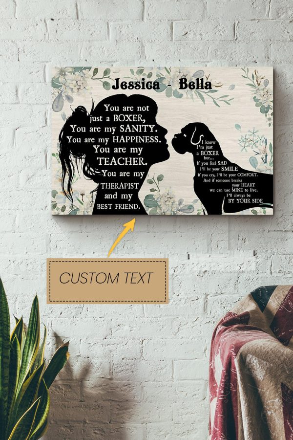 Boxer Girl Therapist Best Friend Personalized Canvas Animal Gift For Dog Lover Dog Foster Puppy Fan Canvas Gallery Painting Wrapped Canvas Framed Gift Idea Framed Prints, Canvas Paintings - Image 3