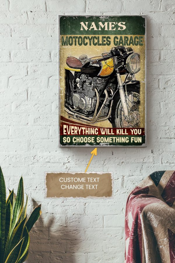 Motorcycles Garage Personalized Canvas Decor Gift For Motorcycles Lover Garage Decor Canvas Gallery Painting Wrapped Canvas Framed Prints, Canvas Paintings - Image 2