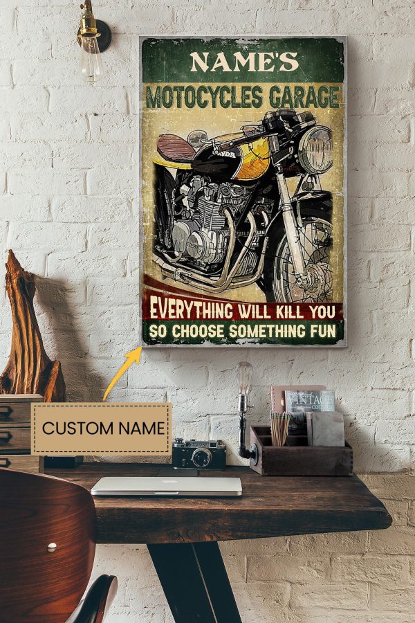 Motorcycles Garage Personalized Canvas Decor Gift For Motorcycles Lover Garage Decor Canvas Gallery Painting Wrapped Canvas Framed Prints, Canvas Paintings