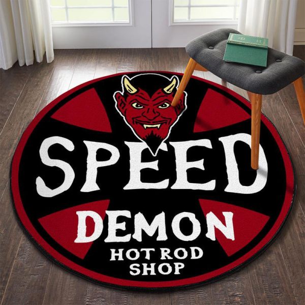 Speed Demon Hot Rod Shop Round Mat Round Floor Mat Room Rugs Carpet Outdoor Rug Washable Rugs