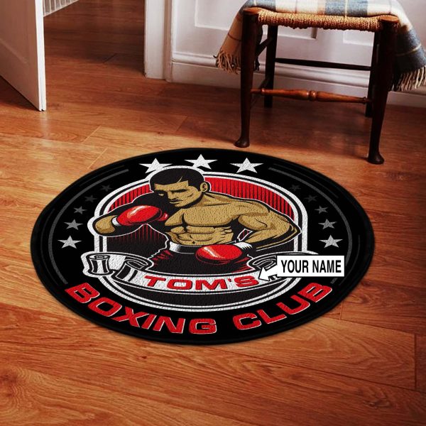 Personalized Boxing Fighter Round Rug, Carpet 07598