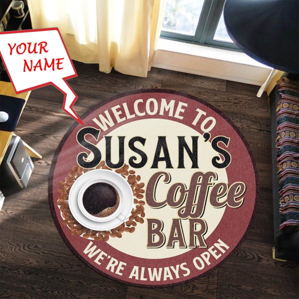 Personalized Coffee Bar Round Mat Round Floor Mat Room Rugs Carpet Outdoor Rug Washable Rugs