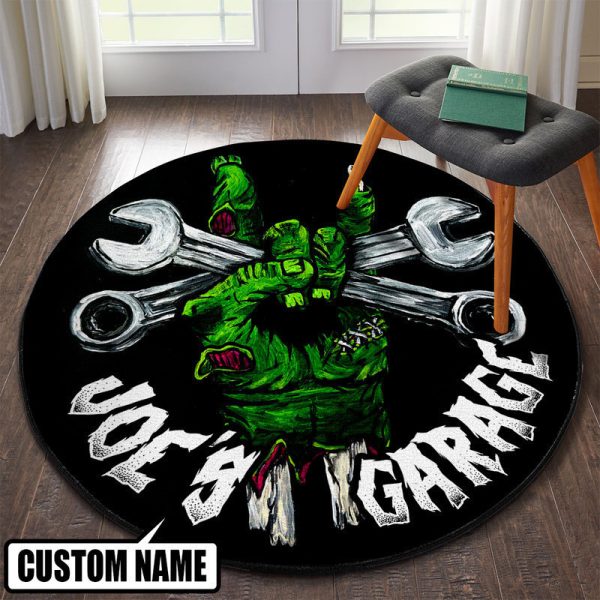 Personalized Hot Rod Garage Speed Shop Round Mat Round Floor Mat Room Rugs Carpet Outdoor Rug Washable Rugs