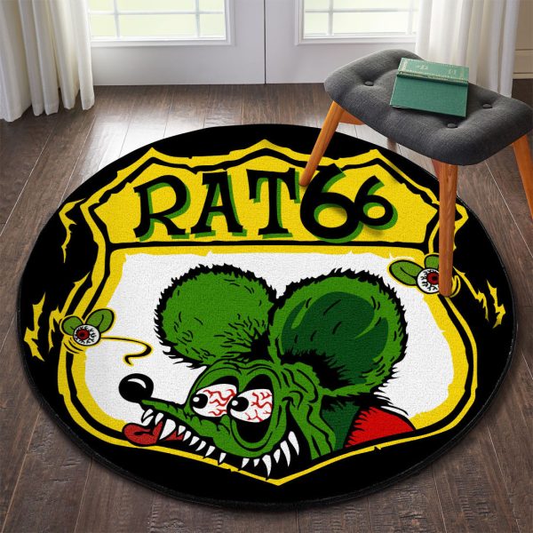 Rat 66 Hot Rod Round Mat Round Floor Mat Room Rugs Carpet Outdoor Rug Washable Rugs