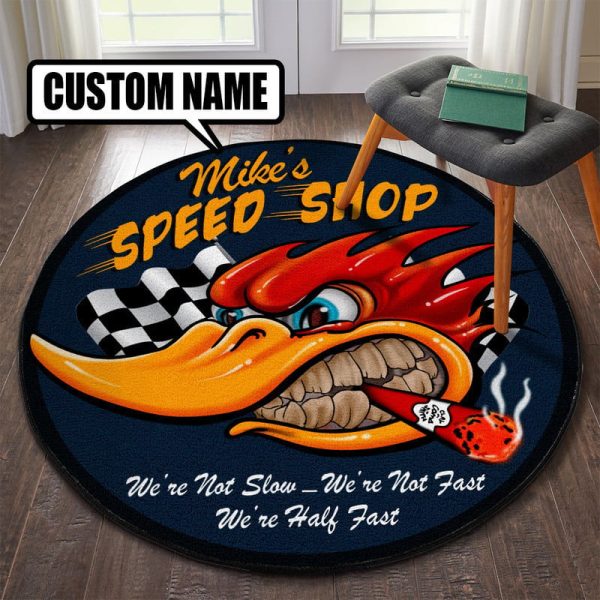 Personalized Chop Shop Hot Rod Round Mat Round Floor Mat Room Rugs Carpet Outdoor Rug Washable Rugs