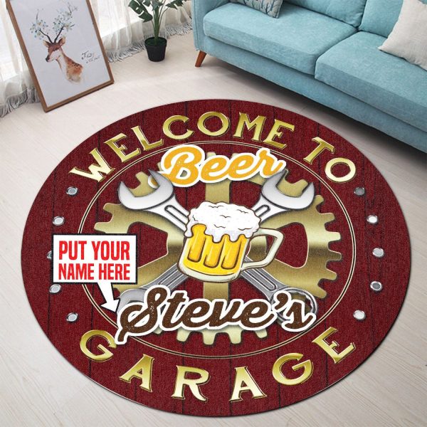 Personalized Garage Bar Living Room Round Mat Circle Rug