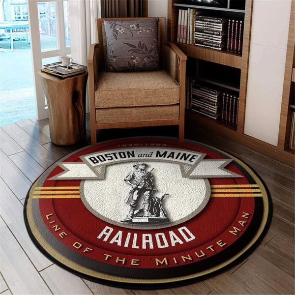 Bnmrr Living Room Round Mat Circle Rug Boston And Maine Railroad - Image 2