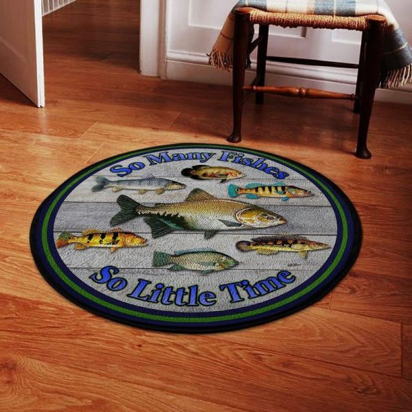 Many Fish Little Time Round Mat Round Floor Mat Room Rugs Carpet Outdoor Rug Washable Rugs - Image 2