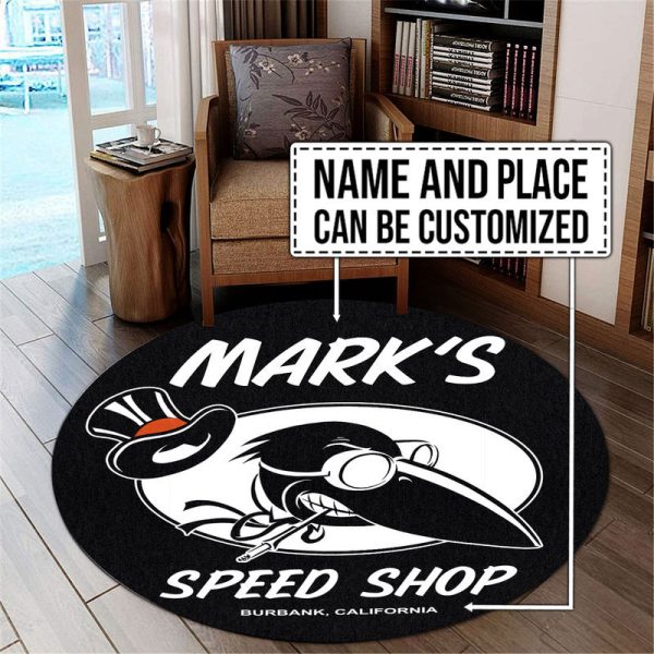 Personalized Hot Rod Speed Shop Garage Round Mat Round Floor Mat Room Rugs Carpet Outdoor Rug Washable Rugs - Image 3