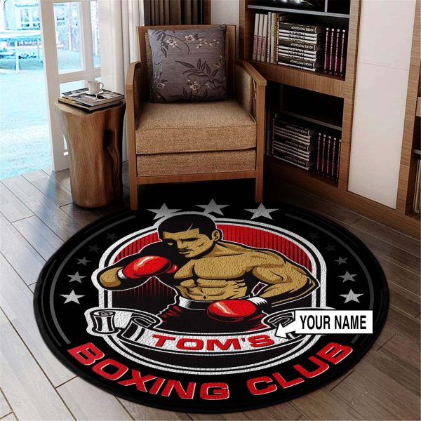 Personalized Boxing Fighter Round Rug, Carpet 07598 - Image 2