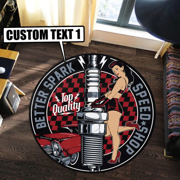 Personalized Speed Shop Hot Rod Round Mat Round Floor Mat Room Rugs Carpet Outdoor Rug Washable Rugs - Image 3