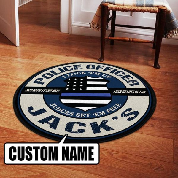 Personalized Police Officer Living Room Round Mat Circle Rug - Image 3