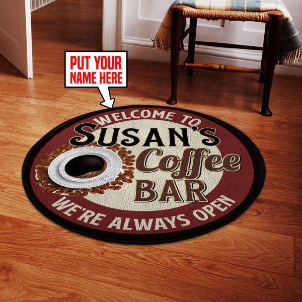 Personalized Coffee Bar Round Mat Round Floor Mat Room Rugs Carpet Outdoor Rug Washable Rugs - Image 2