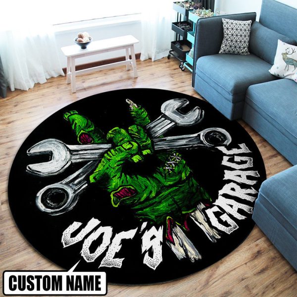 Personalized Hot Rod Garage Speed Shop Round Mat Round Floor Mat Room Rugs Carpet Outdoor Rug Washable Rugs - Image 2