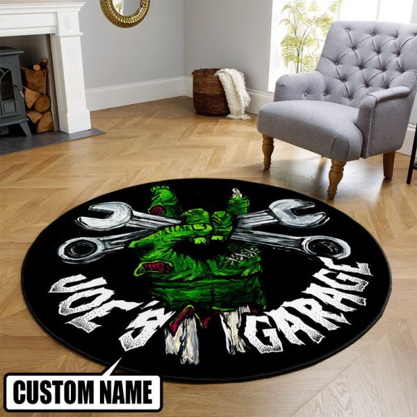 Personalized Hot Rod Garage Speed Shop Round Mat Round Floor Mat Room Rugs Carpet Outdoor Rug Washable Rugs - Image 3