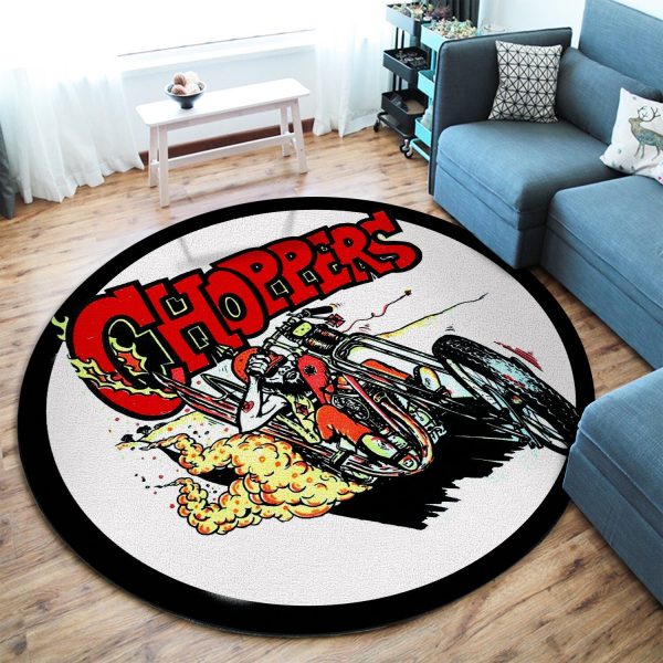 Chopper Motor Cycle Round Mat Round Floor Mat Room Rugs Carpet Outdoor Rug Washable Rugs - Image 3