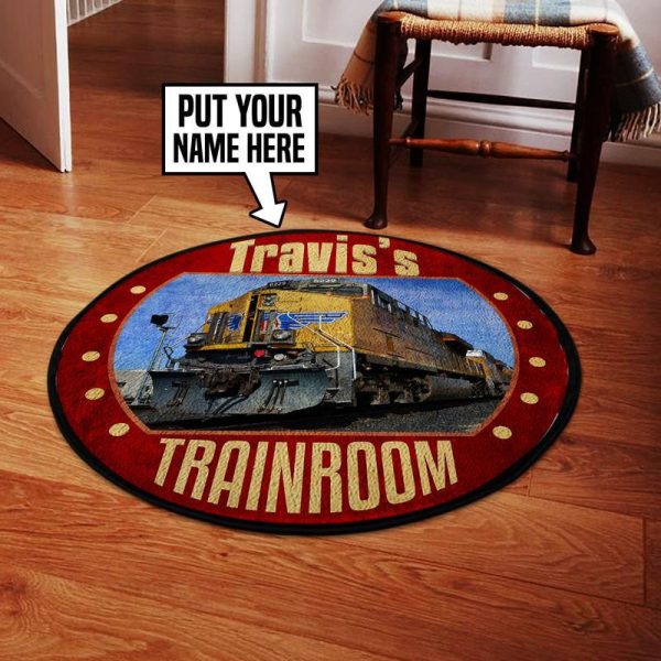 Personalized Up Union Pacific Railroad Living Room Round Mat Circle Rug - Image 2