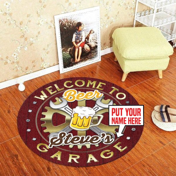 Personalized Garage Bar Living Room Round Mat Circle Rug - Image 3