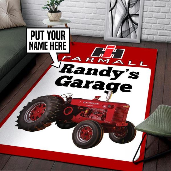 Personalized Farmall Tractor Man Cave Area Rug Carpet - Image 2