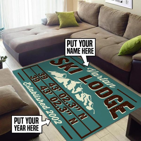 Personalized Ski Lodge Farmhouse Area Rug Carpet - Image 2