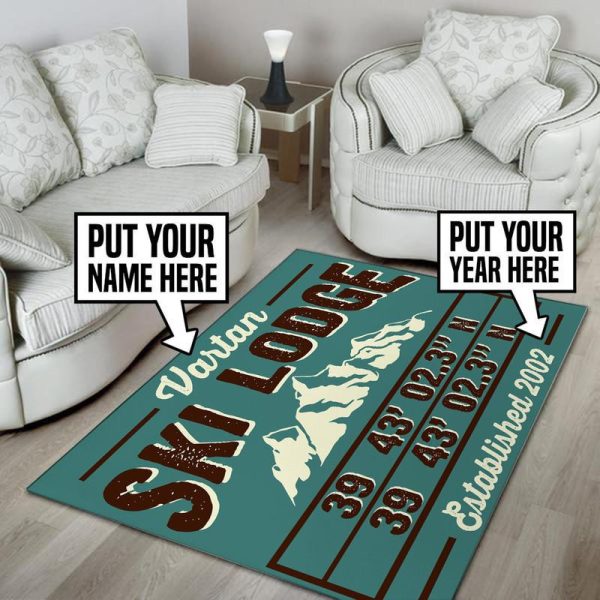 Personalized Ski Lodge Farmhouse Area Rug Carpet - Image 3