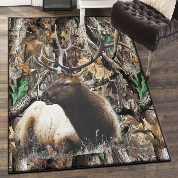 Army Lover Cool Rugs Elk Camo Rug Rectangle Rugs Washable Area Rug Non-Slip Carpet For Living Room Bedroom