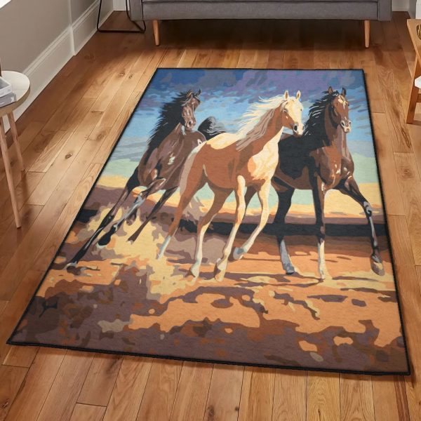 Love Large Love Horse Rug Rectangle Rugs Washable Area Rug Non-Slip Carpet For Living Room Bedroom - Image 2