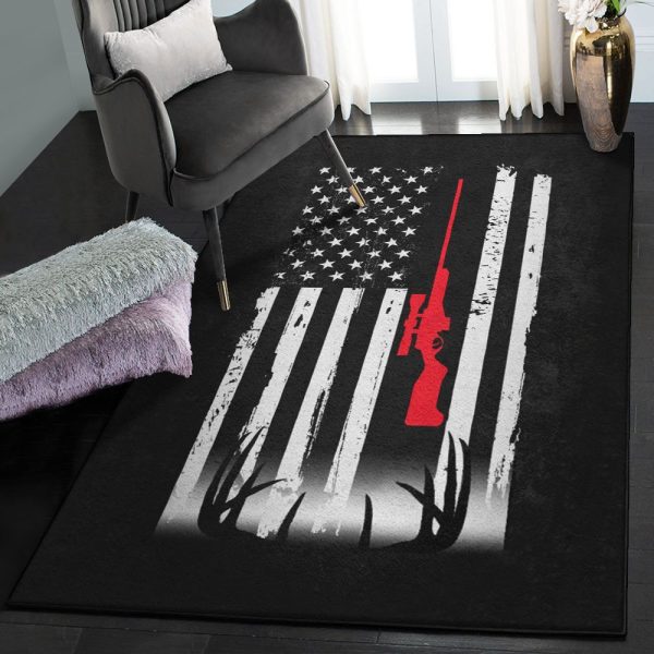 America Gifts Cool Rugs Deer Hunting American Flag Rug Rectangle Rugs Washable Area Rug Non-Slip Carpet For Living Room Bedroom - Image 2