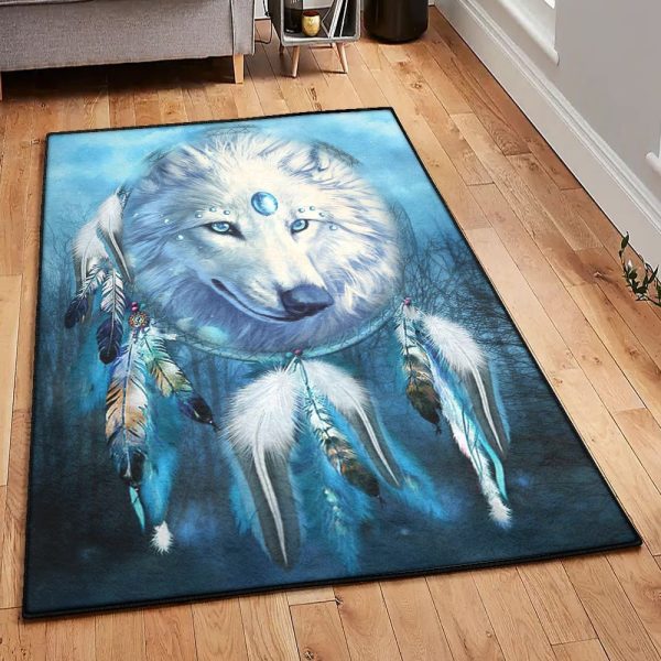 Werewolves Costume Large Native Wolf Dreamcatcher 1106Vb Rug Rectangle Rugs Washable Area Rug Non-Slip Carpet For Living Room Bedroom