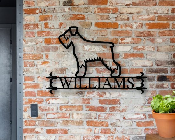 Personalized Metal Family Dog Sign, Metal House Number Dog Sign, Front