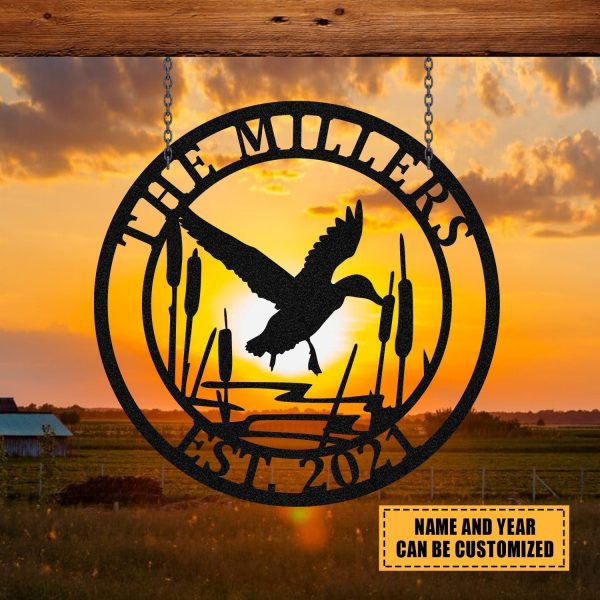 Duck Deer Hunting Hunter Metal Sign Monogram, Custom Outdoor Farm, Cab