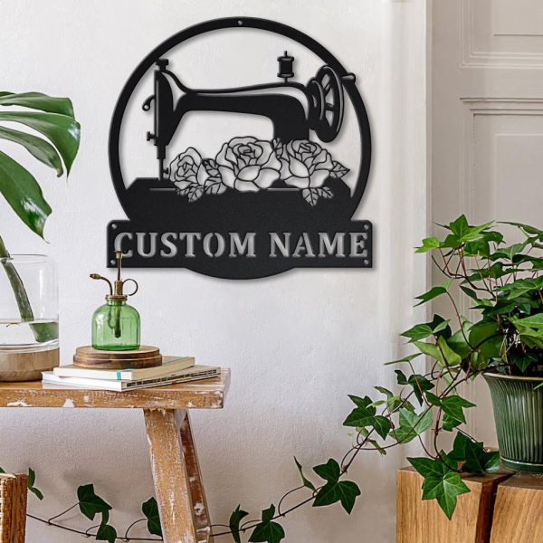 Floral Sewing Machine Personalized Monogram Personalized Metal House S