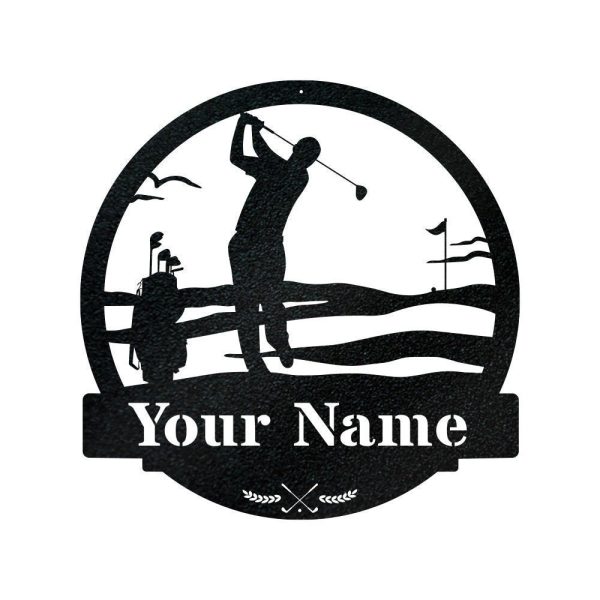 Men Golf Custom Monogram Metal Sign, Wall Art Decor, Personalized Meta - Image 2