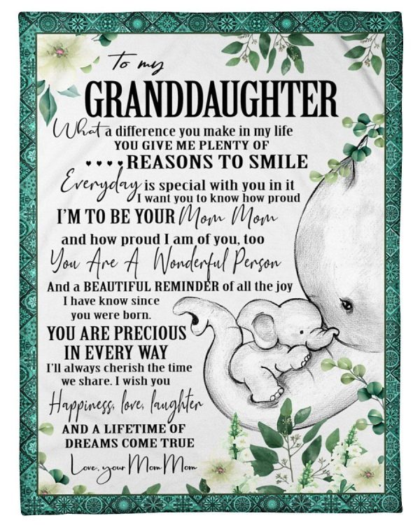 Elephant Lovely Message From Mom Mom For Granddaughters Fleece Blanket