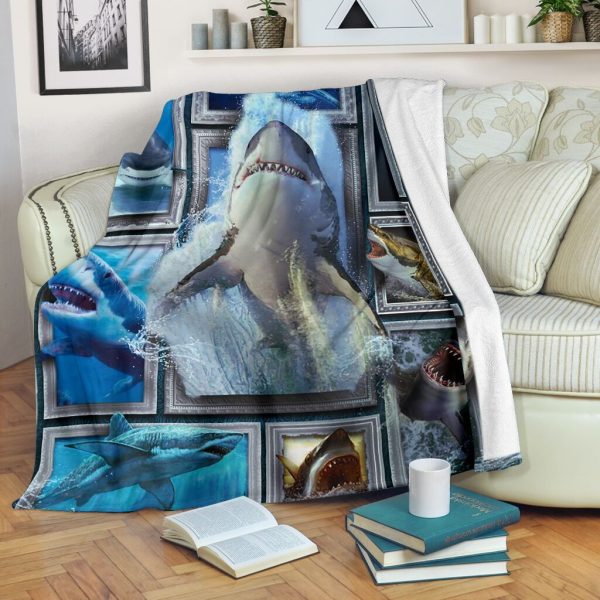 3d Shark Picture Frames Gift For Shark Lovers Fleece Blanket Fleece Bl