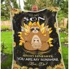 Dad Gift For Son You Are My Sunshine Sloth Blanket