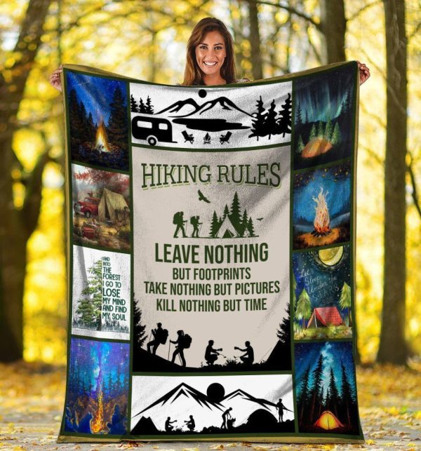 Hiking Rules Forest Mountain Camping Outdoor Fleece Blanket