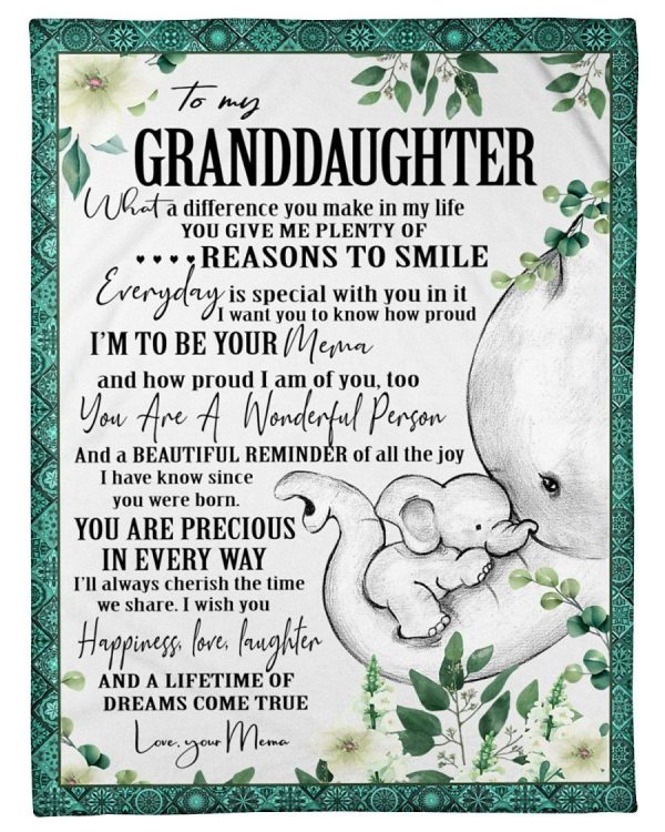 Elephant Lovely Message From Mema Gifts For Granddaughters Fleece Blan